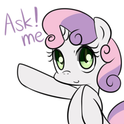Size: 1000x1000 | Tagged: safe, artist:maren, sweetie belle, g4, ask, asksweetiebelle-kor, female, solo, sweetierpg, tumblr