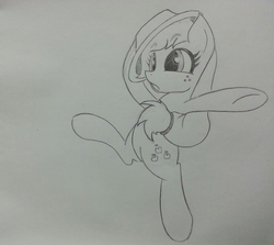 Size: 1068x954 | Tagged: safe, artist:ruanas, applejack, g4, balancing, female, monochrome, ruanas, solo