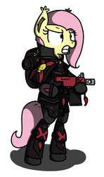 Size: 1300x2200 | Tagged: safe, artist:kippzu, fluttershy, bat pony, pony, g4, angry, badass, bipedal, blood angels, bolter, crossover, death company, drawfag, drawfriend, female, flutterbadass, flutterbat, flutterrage, ponified, power armor, powered exoskeleton, race swap, simple background, solo, space marine, warhammer (game), warhammer 40k, white background