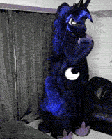 Size: 161x200 | Tagged: safe, artist:kolshica, princess luna, alicorn, human, pony, g4, animated, butt wings, cosplay, crown, fursuit, gif, irl, irl human, jewelry, lowres, photo, ponysuit, regalia, solo, wide hips, wings