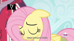 Size: 640x355 | Tagged: safe, screencap, fluttershy, bats!, g4, female, meme, mlp-captions, solo, youtube caption