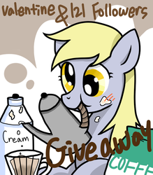 Size: 700x800 | Tagged: safe, derpy hooves, pegasus, pony, g4, askcafeownerderpy, coffee, female, mare, mouth hold, solo