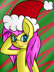 Size: 2473x3294 | Tagged: safe, artist:psicarii, fluttershy, g4, female, hat, santa hat, solo