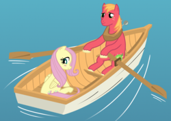 Size: 1156x816 | Tagged: safe, artist:pageturner1988, big macintosh, fluttershy, earth pony, pony, g4, boat, male, ship:fluttermac, shipping, stallion, straight