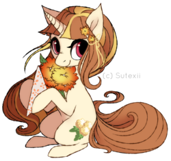 Size: 2666x2504 | Tagged: safe, artist:sutexii, oc, oc only, pony, unicorn, female, flower, mare, solo