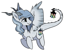 Size: 800x636 | Tagged: safe, artist:sutexii, oc, oc only, pony, augmented tail, female, flying, lantern light, mare, solo