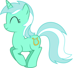 Size: 925x864 | Tagged: safe, artist:baka-neku, lyra heartstrings, pony, unicorn, g4, eyes closed, female, happy, jumping, simple background, smiling, solo, transparent background, vector