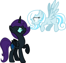 Size: 953x912 | Tagged: safe, artist:ragingpeppers, oc, oc only, oc:nyx, oc:snowdrop, alicorn, pony, alicorn oc, shipping, snownyx