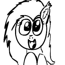 Size: 500x500 | Tagged: safe, artist:themightyshizam, fluttershy, bat pony, pony, g4, animated, cute, ear scratch, eyes closed, fangs, female, floppy ears, flutterbat, happy, looking at you, monochrome, open mouth, race swap, scratching, shyabates, shyabetes, smiling, solo