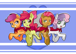 Size: 841x595 | Tagged: safe, artist:quila111, apple bloom, babs seed, scootaloo, sweetie belle, g4, cutie mark crusaders