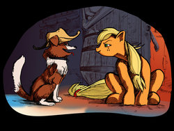 Size: 1024x768 | Tagged: safe, artist:mozakiaeolus, applejack, winona, g4, accessory theft