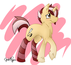 Size: 2179x2000 | Tagged: safe, artist:gloompelt, oc, oc only, oc:silver hooves, pony, unicorn, blushing, clothes, piercing, socks, solo, striped socks