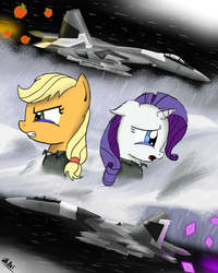 Size: 800x1000 | Tagged: dead source, safe, artist:pak-faace1234, applejack, rarity, pony, g4, bust, g-suit, su-37