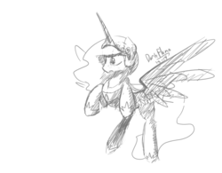 Size: 1062x829 | Tagged: safe, artist:darkflame75, princess celestia, g4, female, monochrome, solo