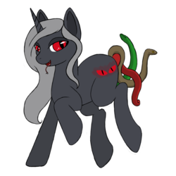 Size: 894x894 | Tagged: safe, artist:carrotveggiequeen, oc, oc only, pony, unicorn, augmented tail, solo, tongue out