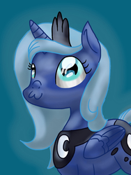 Size: 768x1024 | Tagged: safe, artist:mirriora, princess luna, g4, :3, female, s1 luna, simple background, solo