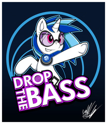 Size: 865x1000 | Tagged: safe, artist:fuzon-s, dj pon-3, vinyl scratch, g4, drop the bass, female, grin, headphones, objection, pointing, smiling, solo, sonic channel, sonic the hedgehog (series), style emulation, underhoof, yuji uekawa style