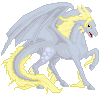 Size: 100x95 | Tagged: artist needed, safe, derpy hooves, dragon, horse, g4, dragon cave, dragonified, female, horse dragon, pixel art, recolor, simple background, solo, species swap, sprite, transparent background