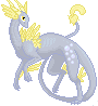 Size: 90x98 | Tagged: artist needed, safe, derpy hooves, dragon, pegasus, pony, g4, dragon cave, dragonified, female, mare, pixel art, recolor, simple background, solo, sprite, sweetling, transparent background