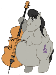 Size: 1752x2353 | Tagged: safe, artist:fatponysketches, artist:pitpony, octavia melody, earth pony, pony, g4, bipedal, double bass, double chin, fat, fatavia, female, musical instrument, necktie, obese, sketch, solo