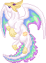 Size: 66x90 | Tagged: artist needed, safe, princess celestia, dragon, g4, autumn dragon, colored wings, dragon cave, dragonified, dragonlestia, female, multicolored wings, pixel art, rainbow wings, recolor, seasonal dragon, simple background, solo, species swap, sprite, transparent background