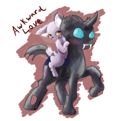 Size: 1886x1934 | Tagged: safe, artist:owlvortex, changeling, cute citizens of wuvy-dovey land, innocent kitten, riding