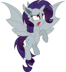 Size: 3480x3773 | Tagged: safe, artist:vector-brony, rarity, alicorn, bat pony, bat pony alicorn, pony, g4, bat ponified, female, flying, mare, open mouth, race swap, raribat, raricorn, simple background, solo, spread wings, transparent background, vector, wings