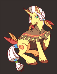 Size: 594x762 | Tagged: safe, artist:papercutpony, oc, oc only, oc:racing diamond, pony, unicorn, clothes, male, poncho, solo, stallion, unshorn fetlocks