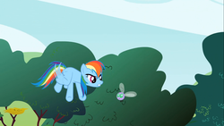 Size: 1366x768 | Tagged: safe, screencap, rainbow dash, parasprite, g4, swarm of the century