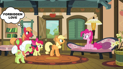 Size: 1000x563 | Tagged: safe, apple bloom, applejack, big macintosh, granny smith, pinkie pie, earth pony, pony, g4, pinkie apple pie, male, pseudoincest, ship:pinkiemac, shipping, stallion, straight