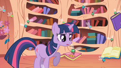 Size: 1366x768 | Tagged: safe, screencap, twilight sparkle, parasprite, g4, swarm of the century, book