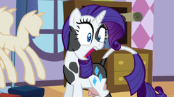 Size: 602x338 | Tagged: safe, edit, edited screencap, screencap, rarity, cow, g4, cowified, female, raricow, solo, species swap, udder