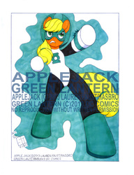 Size: 506x660 | Tagged: safe, artist:mistypine01, applejack, g4, crossover, female, green lantern, parody, solo