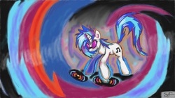 Size: 800x450 | Tagged: safe, dj pon-3, vinyl scratch, pony, unicorn, g4, art academy, art academy sketchpad, female, miiverse, record, solo, swirls