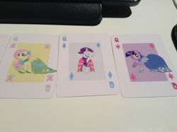 Size: 2592x1936 | Tagged: safe, fluttershy, rarity, twilight sparkle, g4, card, customized toy