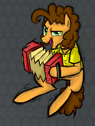 Size: 2448x3264 | Tagged: safe, artist:fillyblue, cheese sandwich, earth pony, pony, fighting is magic, g4, pinkie pride, accordion, looking at you, male, musical instrument, open mouth, solo, stallion