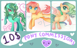 Size: 1251x783 | Tagged: safe, artist:fensuichan, oc, oc only, earth pony, pegasus, pony, unicorn, commission, commission info, prices, trio