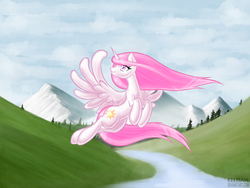 Size: 2000x1500 | Tagged: safe, artist:kelisah, princess celestia, g4, female, pink-mane celestia, solo, younger