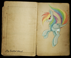 Size: 900x736 | Tagged: safe, artist:twistedmindbrony, rainbow dash, g4, book, female, smiling, solo