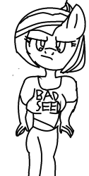 Size: 448x888 | Tagged: safe, babs seed, anthro, g4, babs seed song, breasts, busty babs seed, female, monochrome, solo