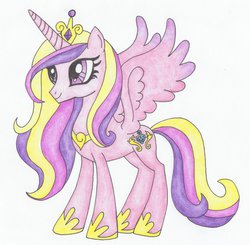 Size: 1024x1003 | Tagged: safe, artist:sophiemai, princess cadance, g4, female, simple background, solo, traditional art, white background