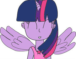 Size: 1011x790 | Tagged: safe, artist:appuljack, twilight sparkle, human, g4, clothes, cute, female, horn, horned humanization, humanized, necklace, pony coloring, smiling, solo, tank top, twilight sparkle (alicorn), winged humanization