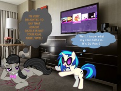 Size: 720x540 | Tagged: safe, dj pon-3, octavia melody, vinyl scratch, g4, damn sexy pose, irl, photo, ponies in real life