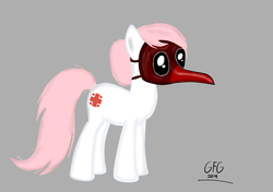 Size: 1066x750 | Tagged: safe, artist:goforgold, nurse redheart, earth pony, pony, g4, female, mare, mask, plague doctor, plague doctor mask, simple background, solo