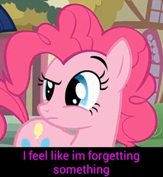 Size: 415x450 | Tagged: safe, edit, edited screencap, screencap, pinkie pie, g4, caption, dialogue, female, image macro, mare, solo