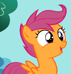 Size: 698x720 | Tagged: safe, screencap, scootaloo, pegasus, pony, g4, the cutie pox, animated, confused, cropped, cute, cutealoo, excited, female, filly, foal, gasp, open mouth, solo, spread wings, wings