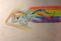 Size: 2265x1535 | Tagged: safe, artist:cloudy-loves-muffin, rainbow dash, g4, female, solo, sonic rainboom, traditional art