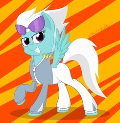 Size: 1688x1724 | Tagged: safe, artist:grendeleev, fleetfoot, pegasus, pony, g4, clothes, female, solo, warmup suit