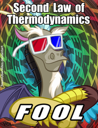 Size: 553x720 | Tagged: safe, artist:texasuberalles, discord, draconequus, g4, 3d glasses, crossed arms, male, physics, science, second law of thermodynamics, solo, thermodynamics