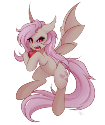 Size: 1873x2218 | Tagged: safe, artist:spittfireart, fluttershy, bat pony, pony, bats!, g4, angry, apple, female, flutterbat, race swap, simple background, solo, transparent background